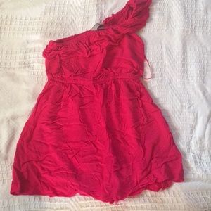 Adorable hot pink ruffled swim cover up or tunic